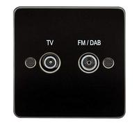 Knightsbridge FP0160GM Flat Plate Screened Diplex TV & FM DAB Outlet, Gunmetal