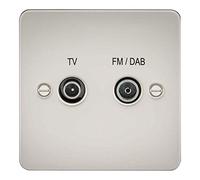 Knightsbridge FP0160PL Flat Plate Screened Diplex TV & FM DAB Outlet, Pearl