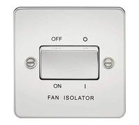 Knightsbridge FP1100PC Flat Plate Fan Isolator Switch, Polished Chrome, 3 Pole, 10AX