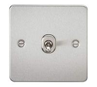 Knightsbridge FP1TOGBC Flat Plate 2 Way Toggle Switch, Brushed Chrome, 10AX, 1G