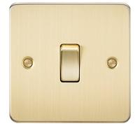 Knightsbridge Flat Plate 10AX 1G 2 Way Switch - Brushed Brass - FP2000BB
