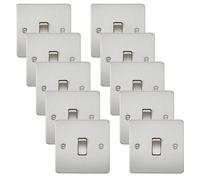 Knightsbridge FP2000BCx10 Flat Plate 10AX 1G 2 Way Switch - Brushed Chrome (10 Pack)