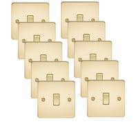 Knightsbridge FP2000PBx10 Flat Plate 10AX 1G 2 Way Switch - Polished Brass (10 Pack)