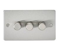 Knightsbridge FP2163BC Flat Plate 3G 2-Way Dimmer, Brushed Chrome