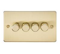 Knightsbridge FP2164BB Flat Plate - Brushed Brass FPAV2164BB 4G 2 Way Dimmer 60-400W-Brushed, 230 V