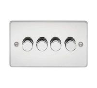 Knightsbridge FP2164PC Flat Plate 2 Way Dimmer, Polished Chrome, 60-400 W, 4G