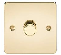 Knightsbridge FP2181PB Flat Plate 1G 2 Way 10-200W (5-150W LED) Trailing Edge dimmer - Polished Brass