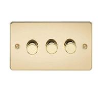 Knightsbridge FP2183PB Flat Plate 2 Way Trailing Edge Dimmer, Polished Brass, 10-200 W, 5-150 W LED, 3G