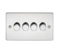 Knightsbridge FP2184PC Flat Plate 2 Way Trailing Edge Dimmer, Polished Chrome, 10-200 W, 5-150 W LED, 4G