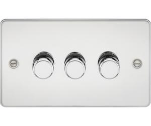 Knightsbridge FP2193PC Flat Plate 3G 2-Way 10-200W (5-150W LED) Intelligent Dimmer - Polished Chrome