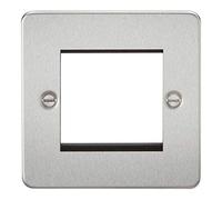 Knightsbridge FP2GBC Flat Plate Modular Faceplate, Brushed Chrome, 2G