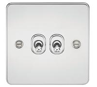 Knightsbridge FP2TOGPC FPAV2TOGPC Flat Plate 10A 2G 2 Way Toggle Switch-Polished Chrome