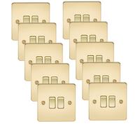Knightsbridge FP3000PBx10 Flat Plate 10AX 2G 2-Way Switch - Polished Brass (10 Pack)