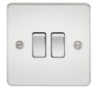 Knightsbridge FP3000PC Flat Plate 10AX 2G 2-Way Switch - Polished Chrome