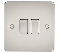 Knightsbridge FP3000PL FPAV3000PL Flat Plate 10A 2G 2 Way Switch-Pearl