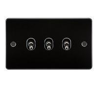 Knightsbridge FP3TOGGM Plat FPAV3TOGGM Flat Plate 10A 3G 2 Way Toggle Switch-Gunmetal, 230 V