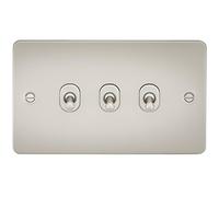 Knightsbridge FP3TOGPL 10 A 3G 2-Way Toggle Switch with Flat Plate, Pearl