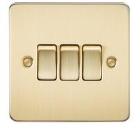 Knightsbridge FP4000BB 10 A 3G 2-Way Switch with Flat Plate, Brushed Brass