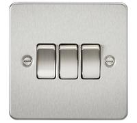 Knightsbridge FP4000BC 10 A 3G 2-Way Switch with Flat Plate, Brushed Chrome