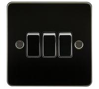 Knightsbridge FP4000GM 10 A 3G 2-Way Switch with Flat Plate, Gun Metal