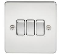 Knightsbridge FP4000PC 10 A 3G 2-Way Switch with Flat Plate, Polished Chrome