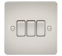 Knightsbridge FP4000PL 10 A 3G 2-Way Switch with Flat Plate, Pearl