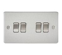 Knightsbridge FP4100BC 10 A 4G 2-Way Switch with Flat Plate, Brushed Chrome