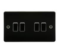 Knightsbridge FP4100GM 10 A 4G 2-Way Switch with Flat Plate, Gun Metal