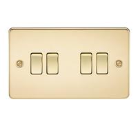 Knightsbridge FP4100PB 10 A 4G 2-Way Switch with Flat Plate, Polished Brass