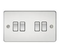 Knightsbridge FP4100PC Flat Plate 10AX 4G 2-Way Switch - Polished Chrome