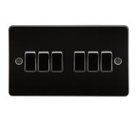 Knightsbridge FP4200GM FPAV4200GM Flat Plate 10A 6G 2 Way Switch-Gunmetal, 230 V, Gun Metal