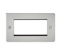 Knightsbridge FP4GBC Flat Plate Modular Faceplate, Brushed Chrome, 4G