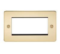Knightsbridge FP4GPB Flat Plate Modular Faceplate, Polished Brass, 4G