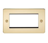 Knightsbridge FP4GPB Flat Plate Modular Faceplate, Polished Brass, 4G