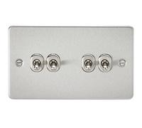 Knightsbridge FP4TOGBC FPAV4TOGBC Flat Plate 10A 4G 2 Way Toggle Switch-Brushed Chrome