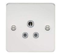 Knightsbridge FP5 APCG Flat Plate Unswitched Socket, Polished Chrome with Grey Insert, 5 A