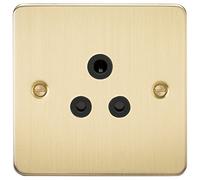Knightsbridge FP5ABB Brushed Brass FPAV5ABB Flat Plate 5A Unswitched Socket, 230 V, Black Insert