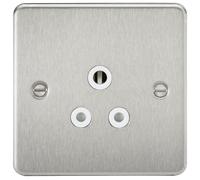 Knightsbridge FP5ABCW FP5AB FPAV5ABCW Flat Plate 5A Unswitched Socket-Brushed Chrome, 230 V, White Insert