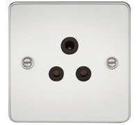 KnightsBridge Flat Plate 5A unswitched socket - polished chrome with black insert