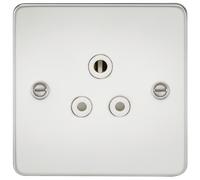 Knightsbridge FP5APCW FP5A FPAV5APCW Flat Plate 5A Unswitched Socket-Polished Chrome, 230 V, White Insert