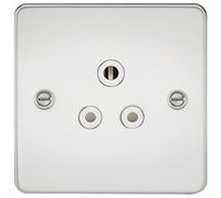 Knightsbridge FP5APCW FP5A FPAV5APCW Flat Plate 5A Unswitched Socket-Polished Chrome with White Insert, 230 V