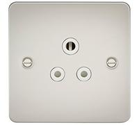 Knightsbridge FP5APLW FP5A FPAV5APLW Flat Plate 5A Unswitched Socket-Pearl, 230 V, Polished Brass, White Insert