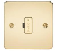 Knightsbridge Flat Plate 13A fused spur unit - polished brass - FP6000PB