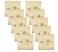 Knightsbridge FP6300BBx10 Flat Plate 13A Switched Fused Spur Unit - Brushed Brass (10 Pack)