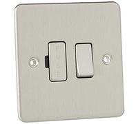 Knightsbridge Flat Plate 13A switched fused spur unit - brushed chrome - FP6300BC