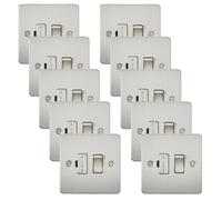 Knightsbridge FP6300BCx10 Flat Plate 13A Switched Fused Spur Unit - Brushed Chrome (10 Pack)