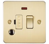 Knightsbridge FP6300FBB 13 A Flat Plate Switched Fused Spur Unit with Neon and Flex Outlet, Brushed Brass