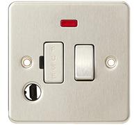 Knightsbridge FP6300FBC FPAV6300FBC Flat Plate 13A Switched Fused Spur Unit with Neon and Flex Outlet-Brushed Chrome