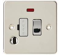 Knightsbridge FP6300FPC 13 A Flat Plate Switched Fused Spur Unit with Neon and Flex Outlet, Polished Chrome