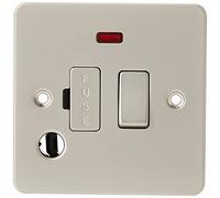 Knightsbridge FP6300FPL FPAV6300FPAVL Flat Plate 13A Switched Fused Spur Unit with Neon and Flex Outlet-Pearl